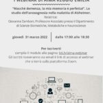 Locandina Webinar AIMA Reggio Emilia giovedì 31 marzo 2022, relatrice Dott.ssa Giovanna Zamboni