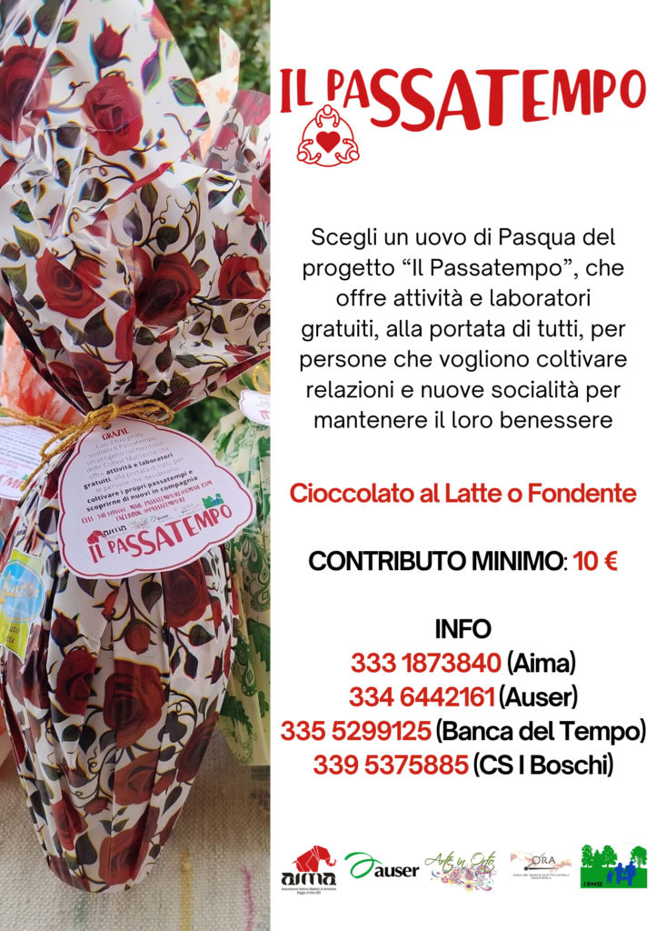 Uova di pasqua solidali per il progetto Il Passatempo | AIMA Associazione Italiana Malattia di Alzheimer Reggio Emilia ODV
